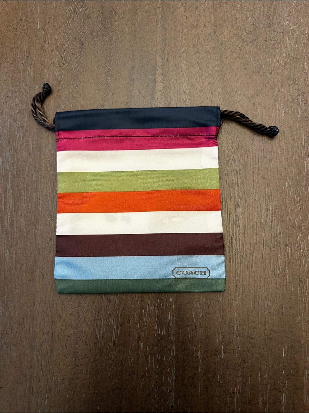 Coach Striped Multicolor Drawstring Jewelry/ Bag Charm Dusty